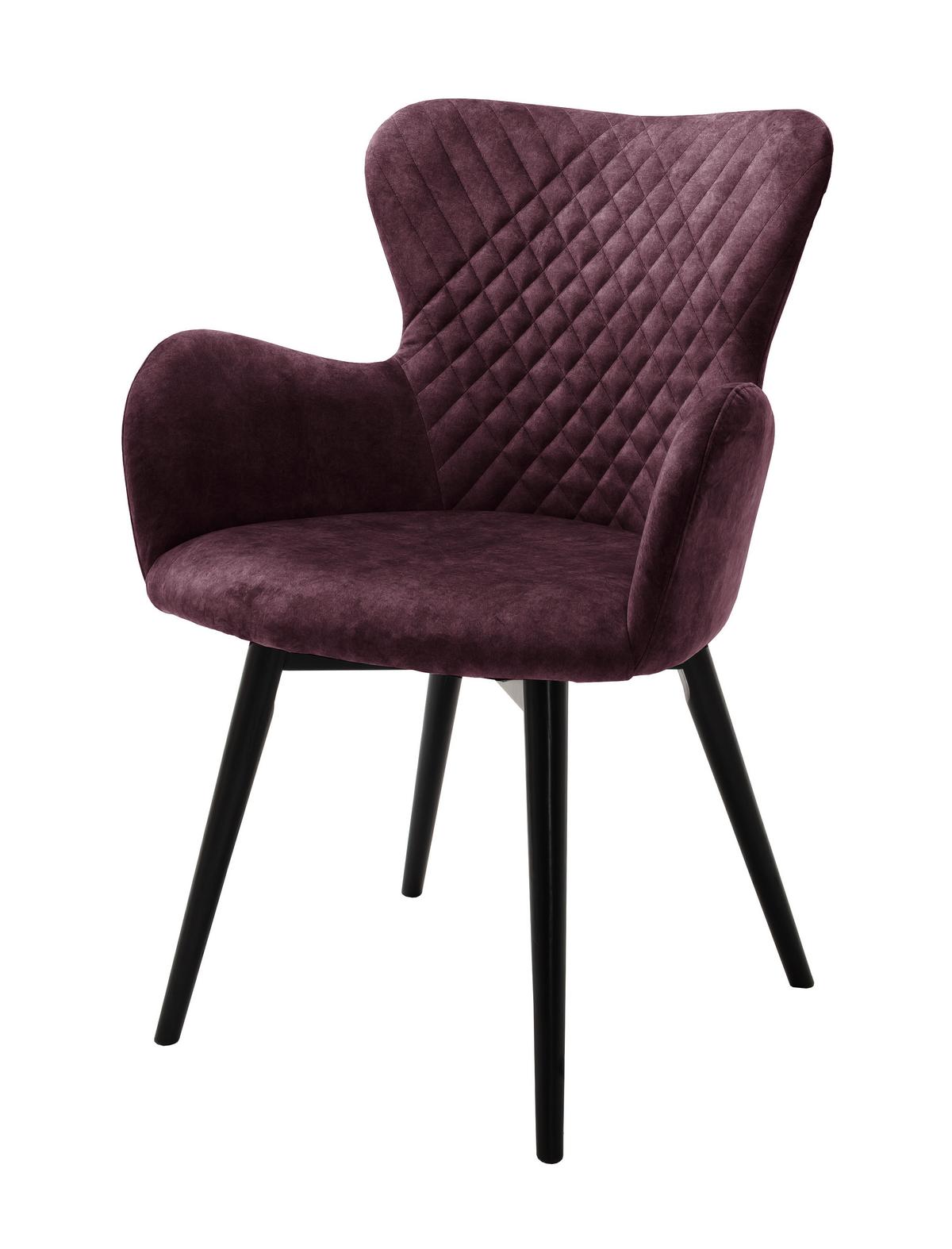 Armlehnstuhl Sarander Bordeaux/schwarz Gepostert - Bordeaux/Schwarz, Basics, Holz/Textil (62/87/65cm) - MID.YOU