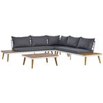 Loungegarnitur 3 -Teilig. Madeira aus Stahl/Holz mit Kissen - Dunkelgrau/Weiß, MODERN, Holz/Textil (90/30/70cm) - Beldano