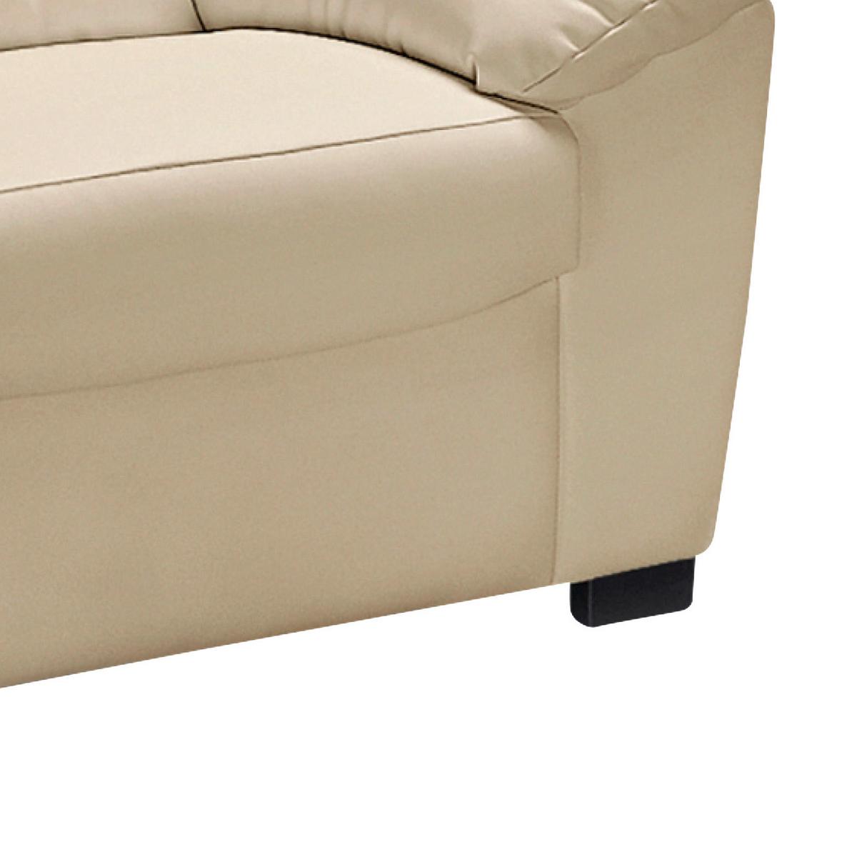 3-sitzer-sofa Danilo Rücken Echt, Beige Lederlook - Beige/Schwarz, KONVENTIONELL, Textil (182/90/90cm) - MID.YOU