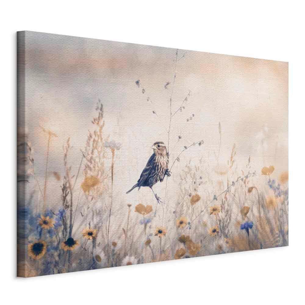 Leinwandbild August Melody Hellblau Beige B: 120 Cm - Beige/Hellblau, Basics, Holz/Textil (120/80/1,2cm) - artgeist