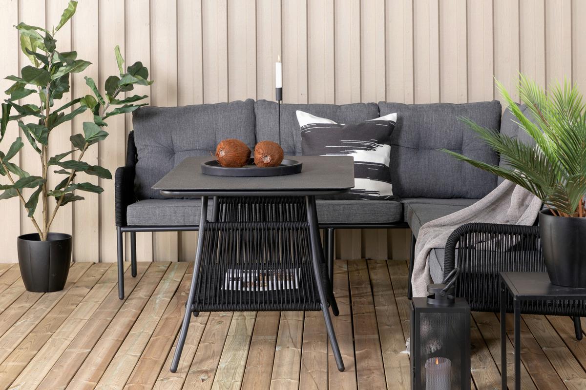 Loungegarnitur 2-tlg Berlin Metall/glas/dekor Mit Kissen - Schwarz, KONVENTIONELL, Metall (173/196cm) - Gardenson