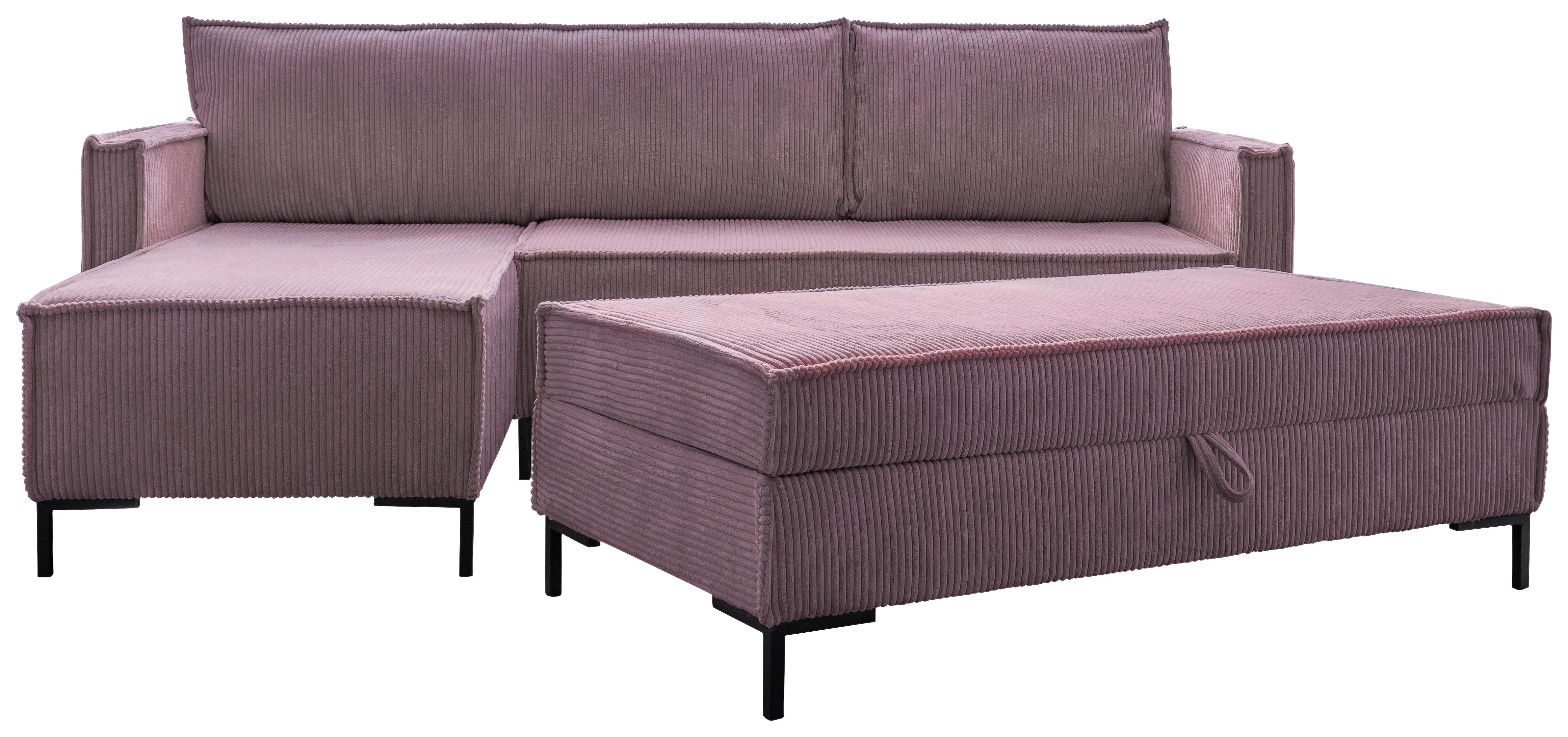 Rohová sedací souprava, starorůžová - starorůžová/černá, Design, kov/textil (232/90/154cm) - MID.YOU