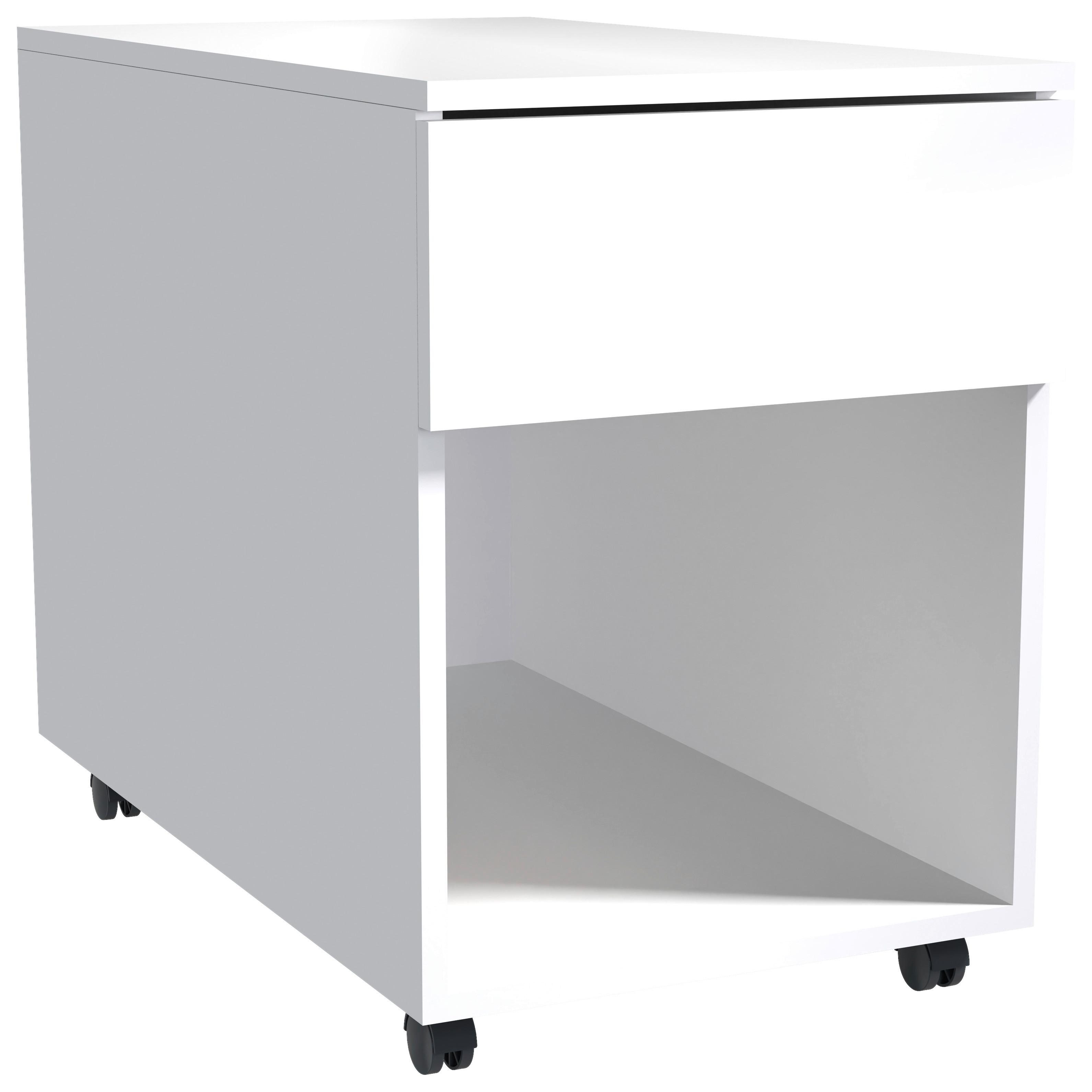 Rollcontainer Weiß Dalrosa 39x55x70 cm - Weiß, MODERN, Holzwerkstoff/Kunststoff (39/55/70cm) - MID.YOU