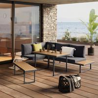 TERASOVÁ SEDACIA SÚPRAVA HOTTIE - prírodná farba/tmavosivá, Modern, kov/textil - Mömax