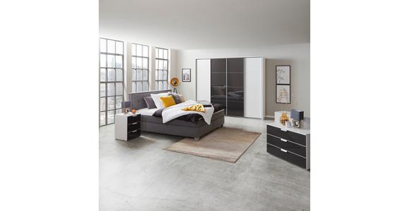 Schwebetürenschrank 361cm Bensheim, Weiß/basalt - Dunkelgrau/Weiß, MODERN, Glas/Holzwerkstoff (361/230/62cm) - James Wood