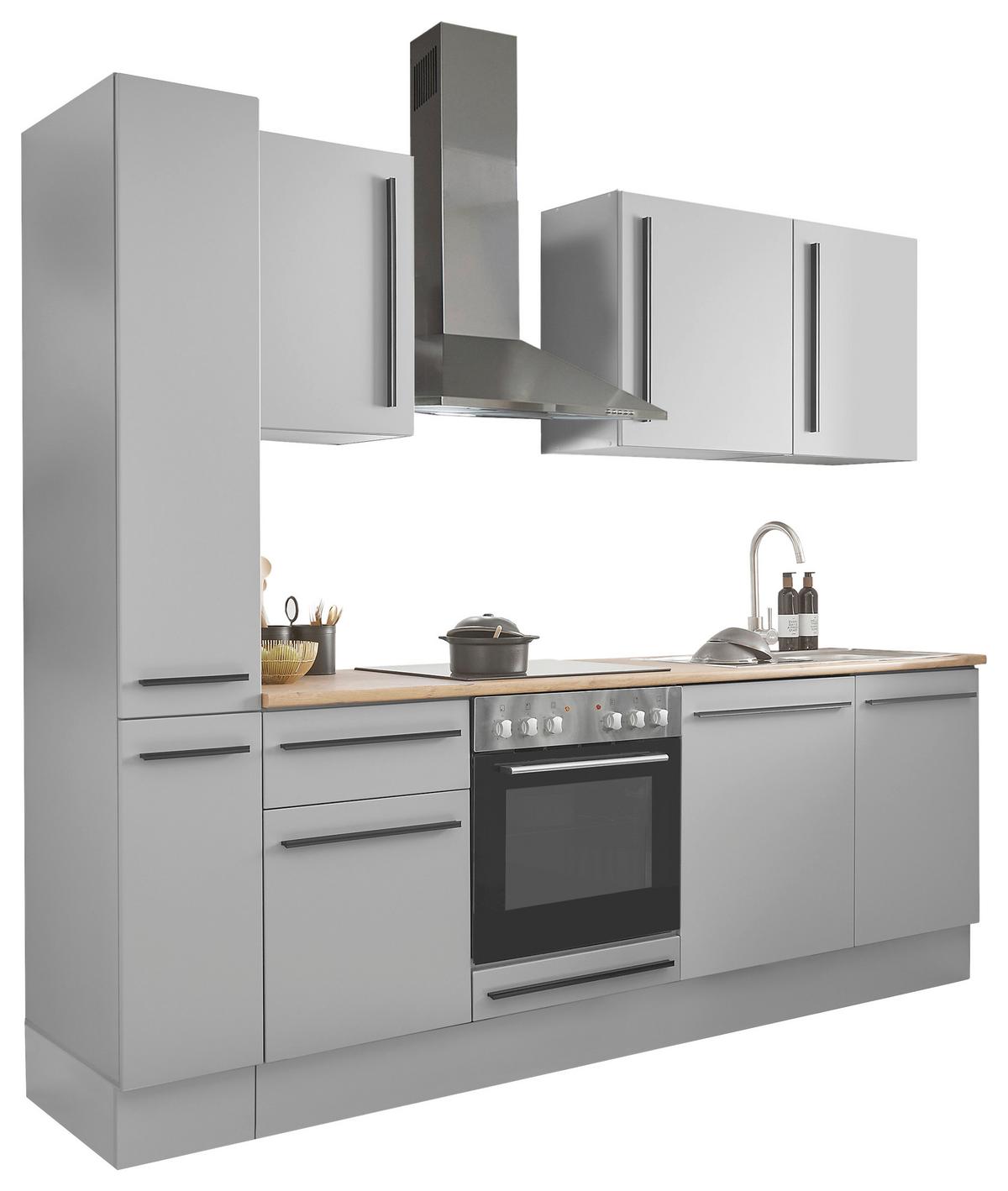 Küchenblock Denver Grau B: 250 cm - Eichefarben/Grau, Design, Holzwerkstoff (250cm) - MID.YOU