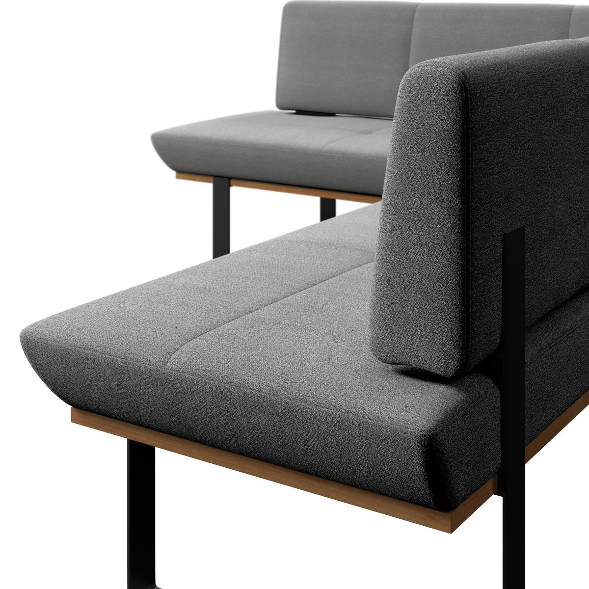 Eckbank Tristan Webstoff hellgrau,S:195x245cm - Hellgrau/Schwarz, MODERN, Holz/Textil (195/245cm) - James Wood