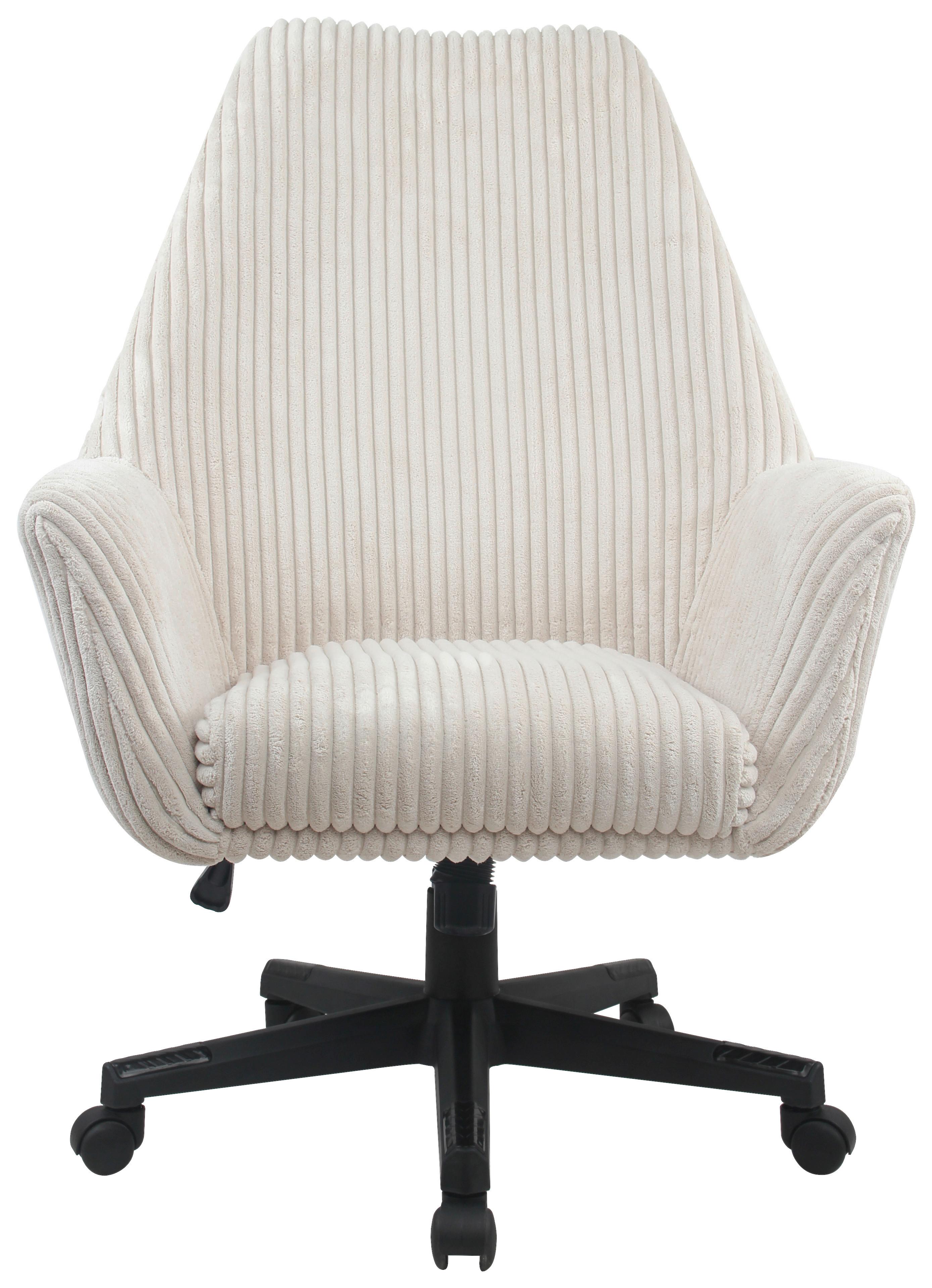 Drehstuhl Leone mit Armstützen Kord Creme - Creme/Schwarz, MODERN, Kunststoff/Textil (66/137/68cm) - MID.YOU