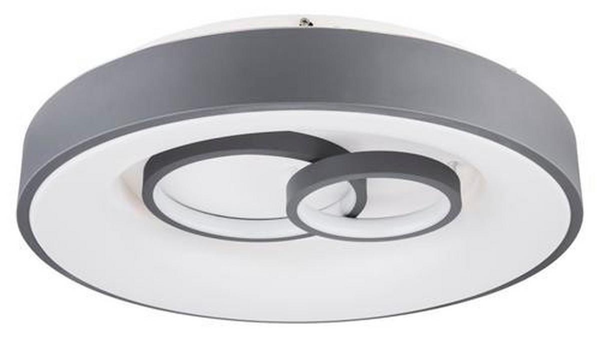 LED-Deckenleuchte Mavy Ø 48 cm mit Fernbedienung - Weiß/Grau, Basics, Kunststoff/Metall (48/10cm) - Globo