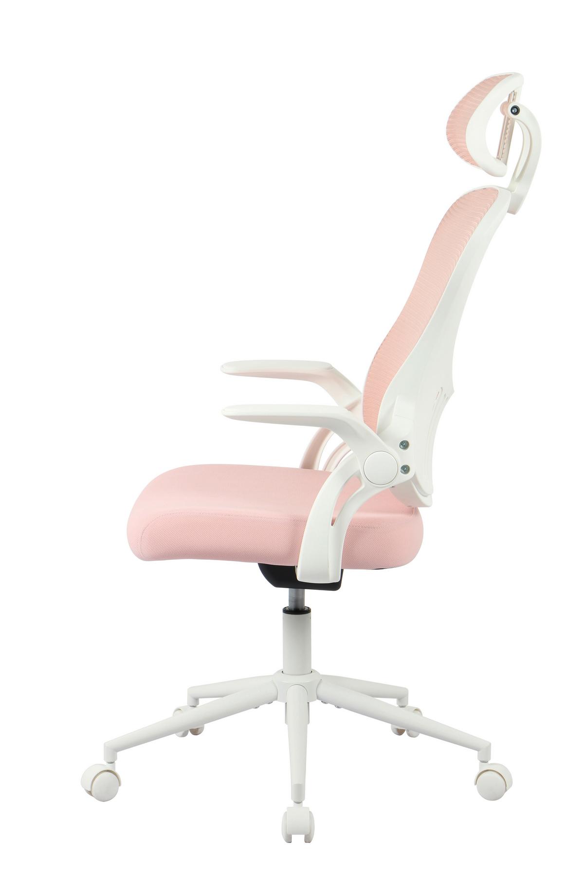 OTOČNÁ ŽIDLE POLLY - bílá/pink, Moderní, kov/textil (68/116-133/64cm) - Mömax