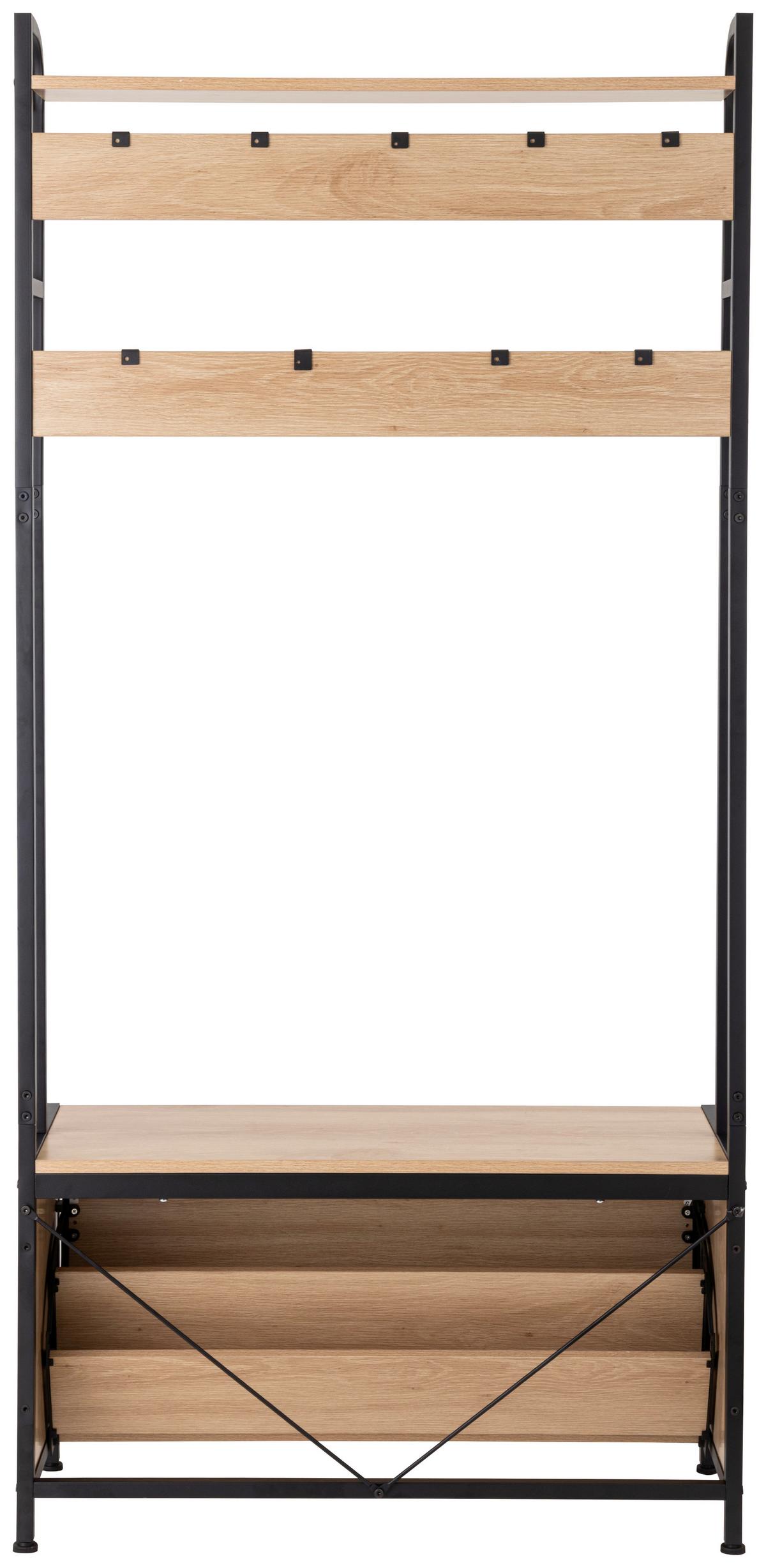 GARDEROBE Schwarz/Eichefarben B: 85cm - Eichefarben/Schwarz, Design, Holzwerkstoff/Metall (85/180/30cm) - MID.YOU