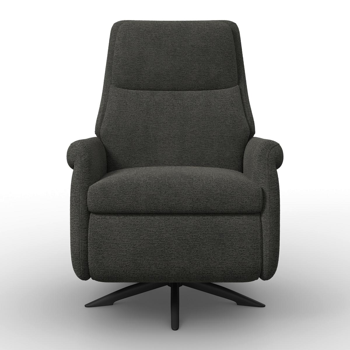 Relaxační křeslo ALICE, tmavě šedé buklé, max. 140 kg - černá/tmavě šedá, Moderní, kov/dřevo (76/109/94cm) - Bessagi Home