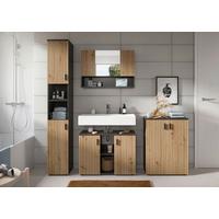 Badezimmer Mone Eiche Dekor B: 170cm - Schwarz/Eiche Artisan, Basics, Holzwerkstoff (170/192/30cm) - MID.YOU