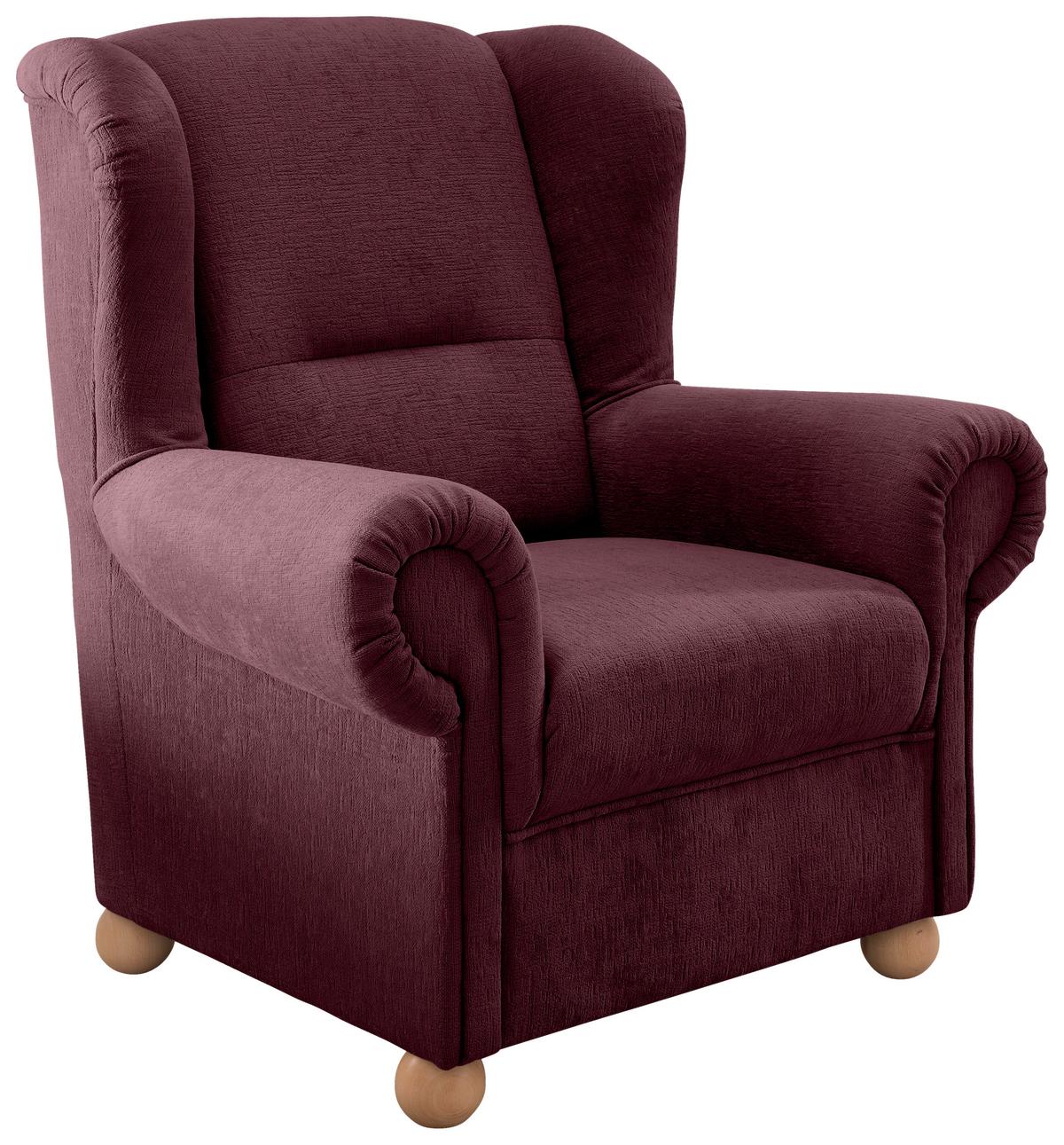 Ohrensessel Torello Bordeaux B: 92cm - Wildeiche/Bordeaux, KONVENTIONELL, Textil (92/102/89cm) - Livetastic