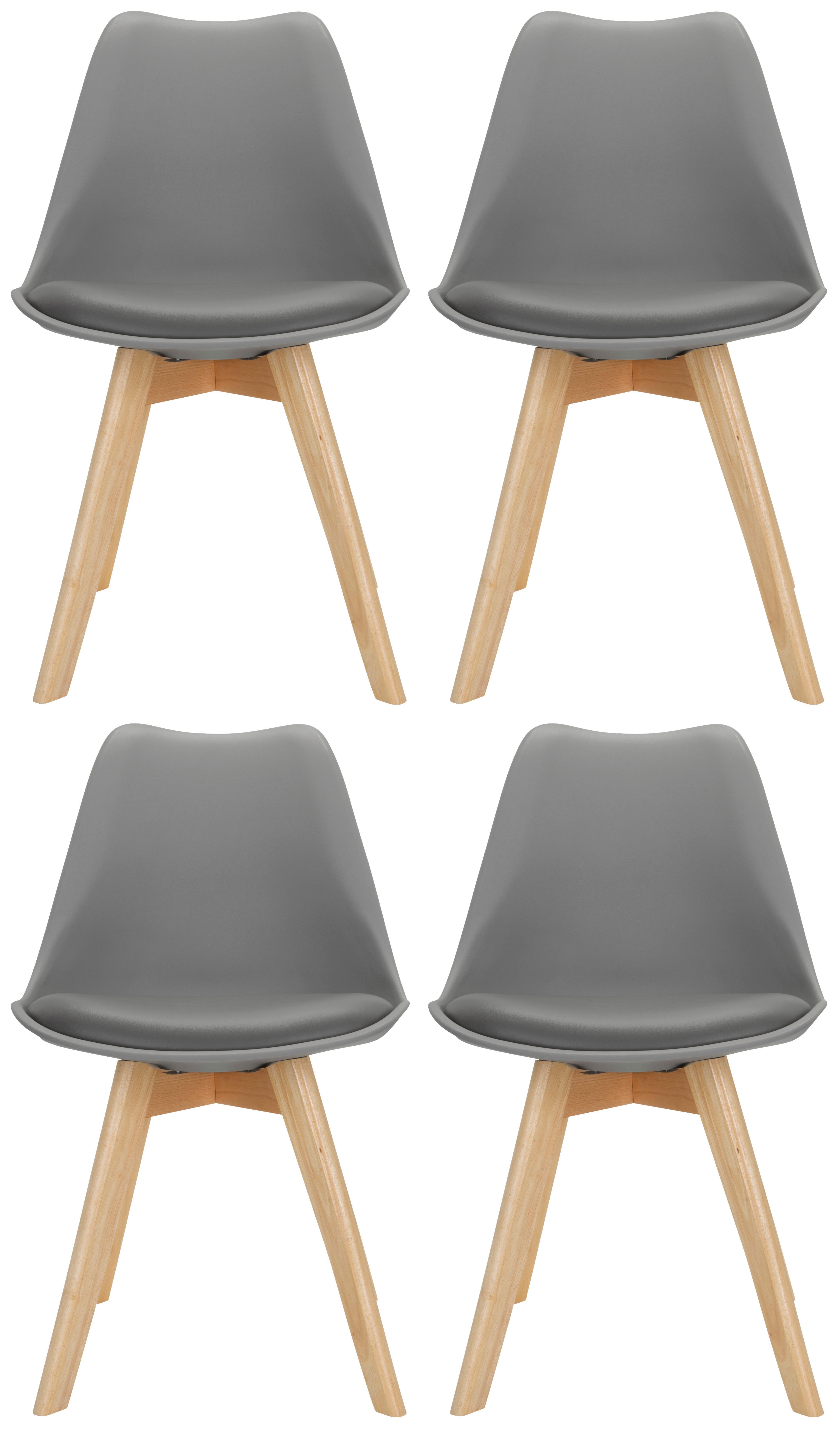 Stuhl-Set 4er Scandi Grau/Buchefarben - Buchefarben/Grau, MODERN, Holz/Kunststoff (48/87/56cm) - MID.YOU