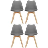 Stuhl-Set 4er Scandi Grau/Buchefarben - Buchefarben/Grau, MODERN, Holz/Kunststoff (48/87/56cm) - MID.YOU