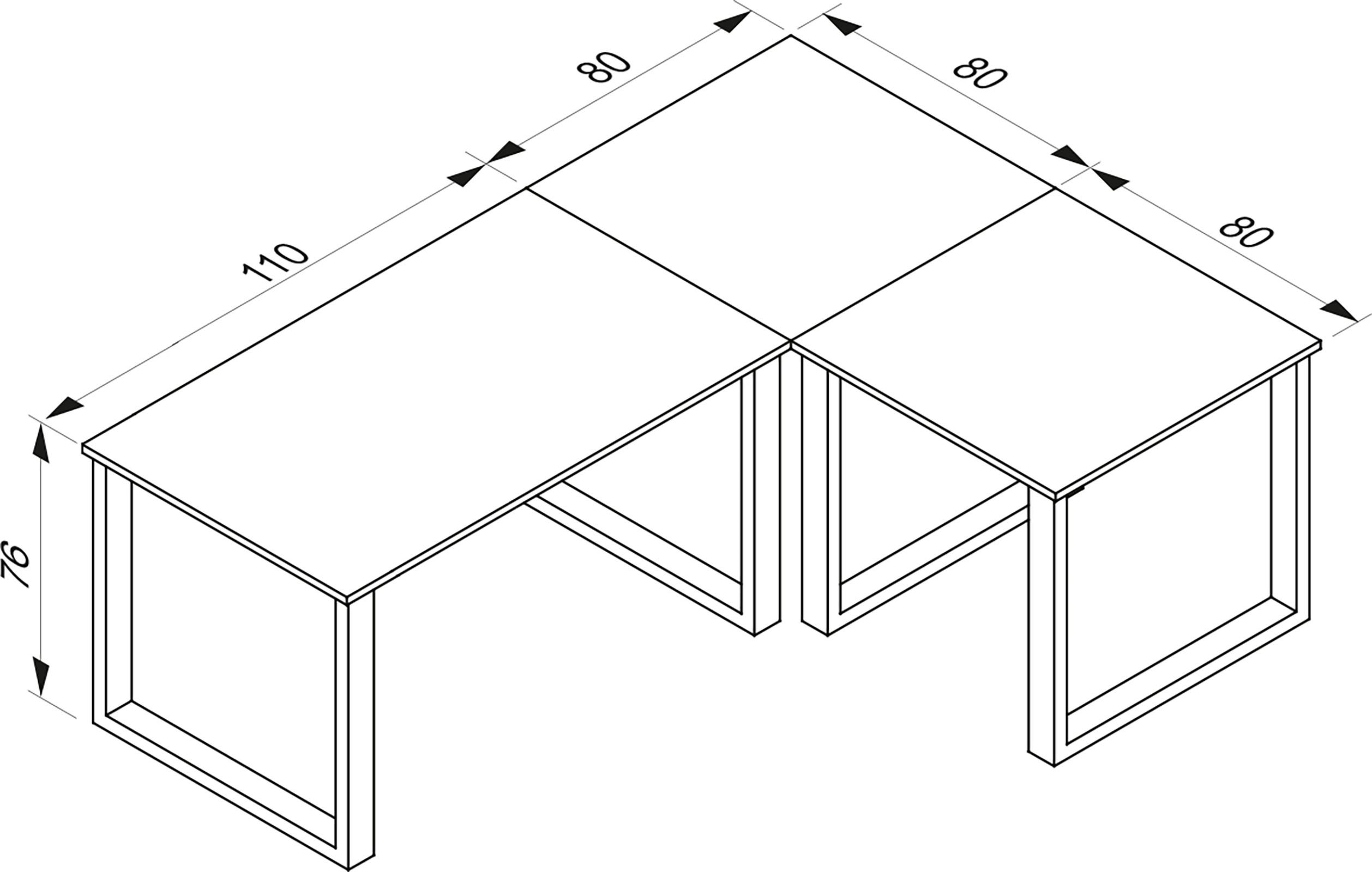 Eckschreibtisch Lona Anthrazit/Silberfarbe L: 190cm - Anthrazit/Silberfarben, Design, Holzwerkstoff/Metall (190/160/76cm) - MID.YOU