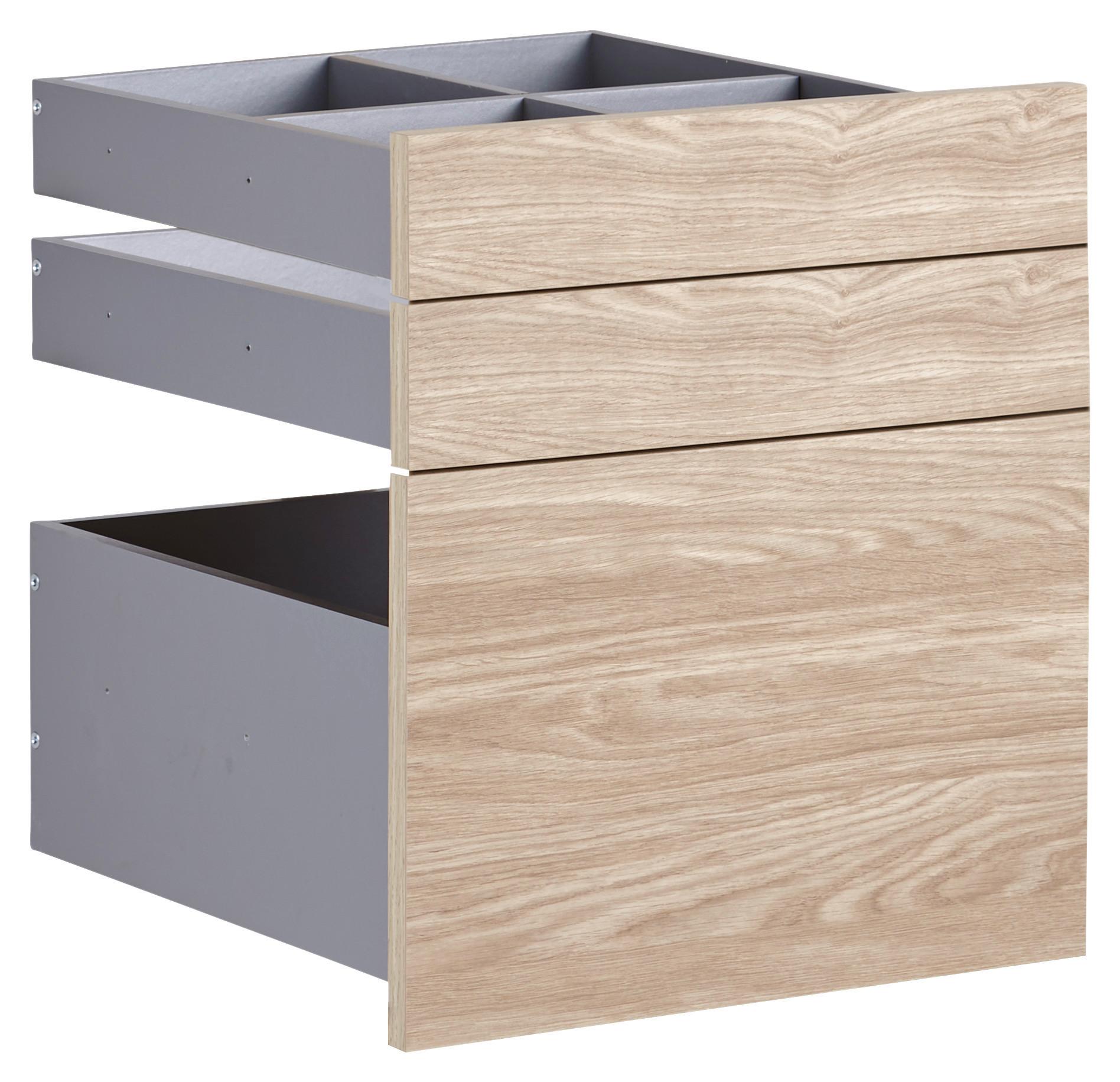 Schubladeneinsatz Unit Eiche B: 45,3 cm 3 Fächer - MODERN, Holzwerkstoff (45,3/50,3/47cm) - Ondega