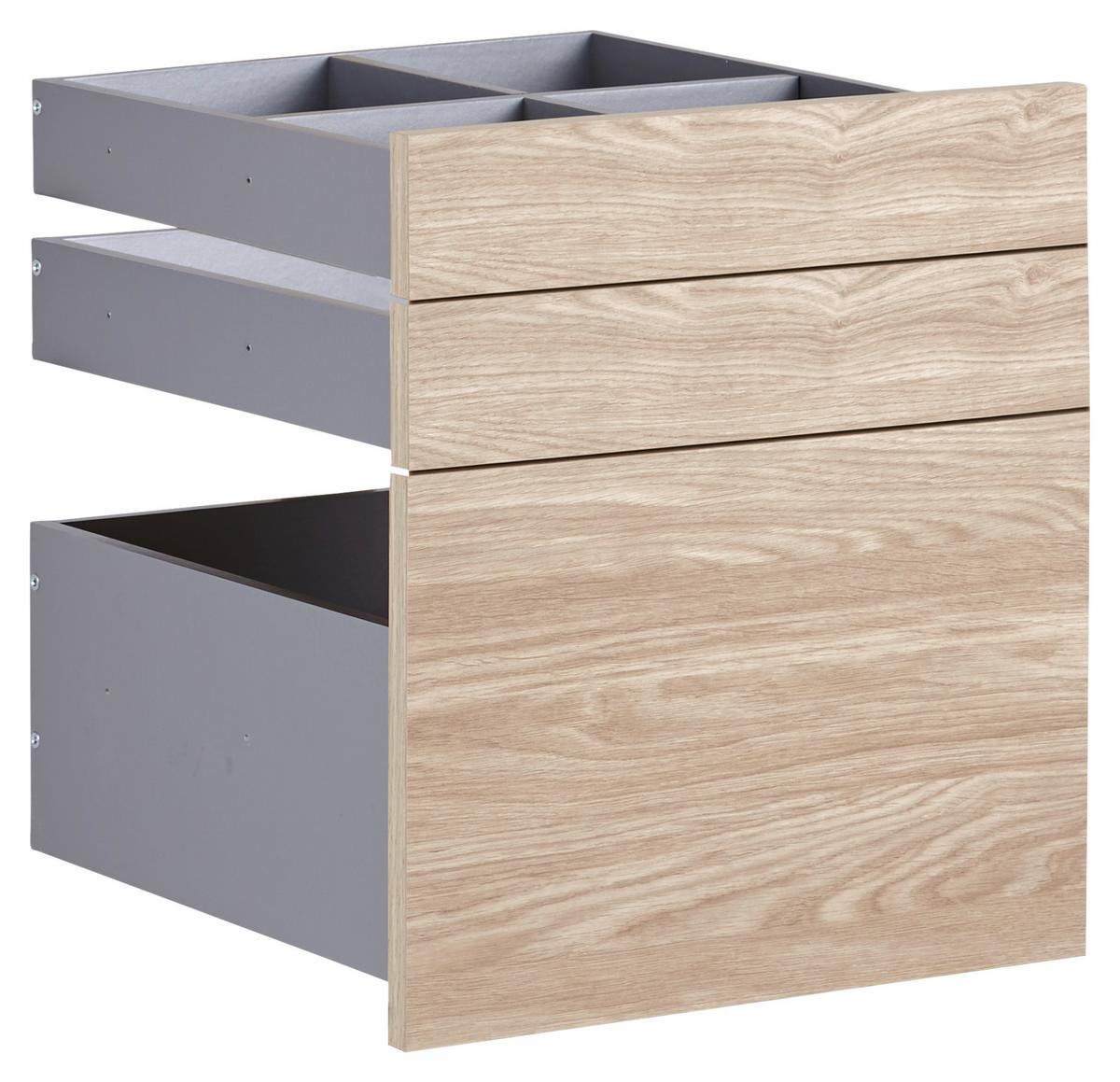 Schubladeneinsatz Unit Eiche B: 45,3 cm 3 Fächer - MODERN, Holzwerkstoff (45,3/50,3/47cm) - Ondega