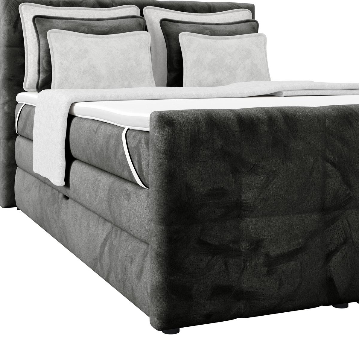 Boxspringbett Mit Topper & Bettkasten 140x200 Medino - Anthrazit, KONVENTIONELL, Holz/Holzwerkstoff (140/200cm) - Luca Bessoni