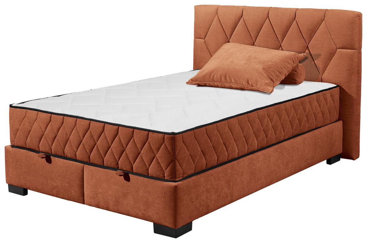 Boxbett Nagol B - Cognac/Schwarz, MODERN, Holzwerkstoff/Textil (140/200cm) - MID.YOU