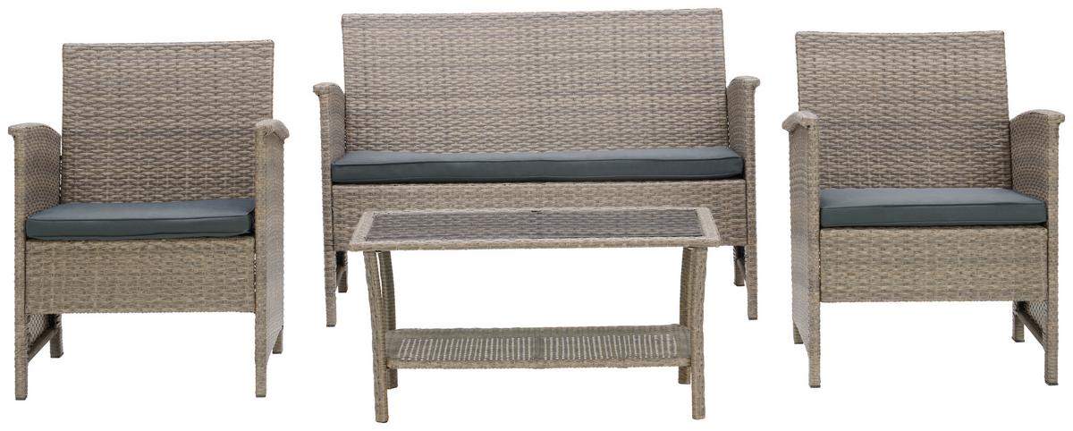 Loungegarnitur Barbara Aus Metall/Kunststoff/Glas - Dunkelgrau/Schwarz, MODERN, Glas/Kunststoff - Luca Bessoni