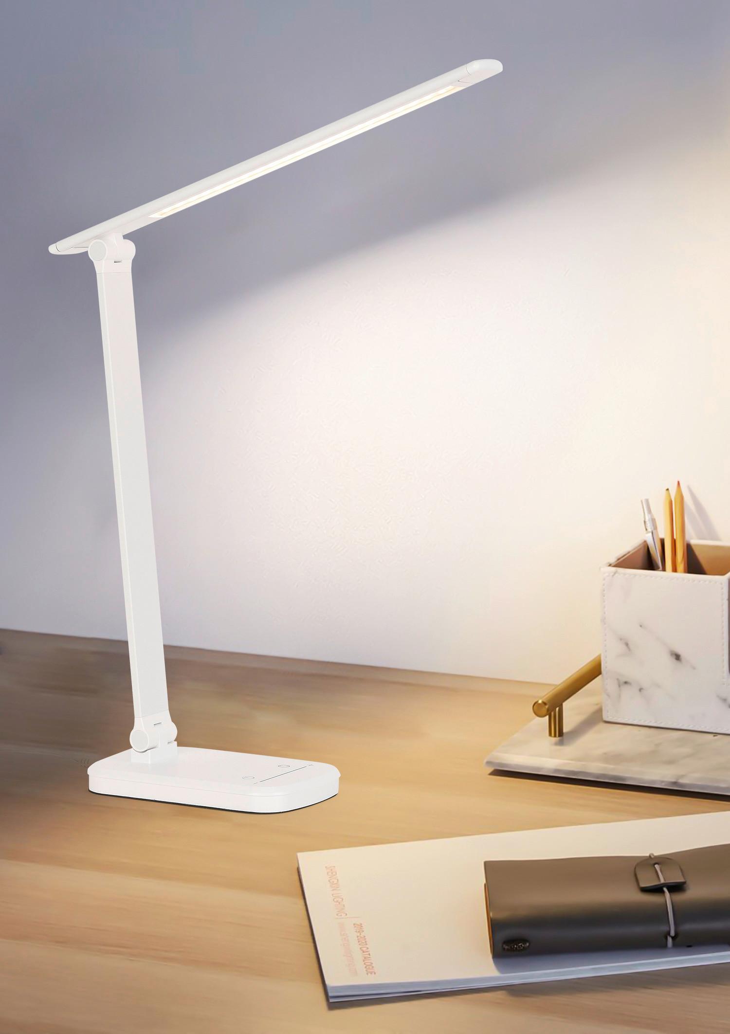 Stolná Led Lampa Tomi - biela, Moderný, kov/plast (38,5/10,2/35,9cm) - Modern Living