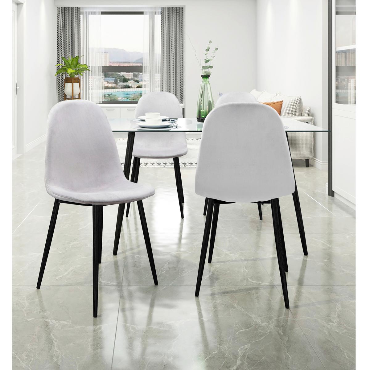 Stuhl-Set Monza Grau B: 44cm 4--Teilig - Schwarz/Grau, Design, Textil/Metall (44/87/51cm) - MID.YOU