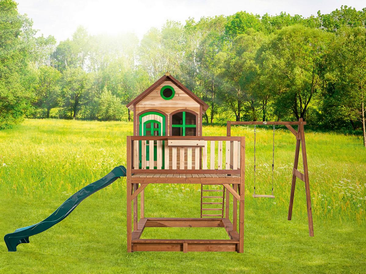 Spielturm Liam Aus Zedernholz - Braun/Grün, Basics, Holz/Kunststoff (541/291/277cm) - Ambia Garden