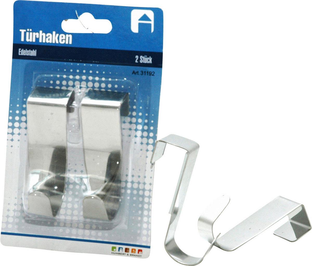Türhaken Fosca Zum Hängen Am Türfalz Edelstahl 2 Stk. - Silberfarben, KONVENTIONELL, Metall (2,5/7,5cm)