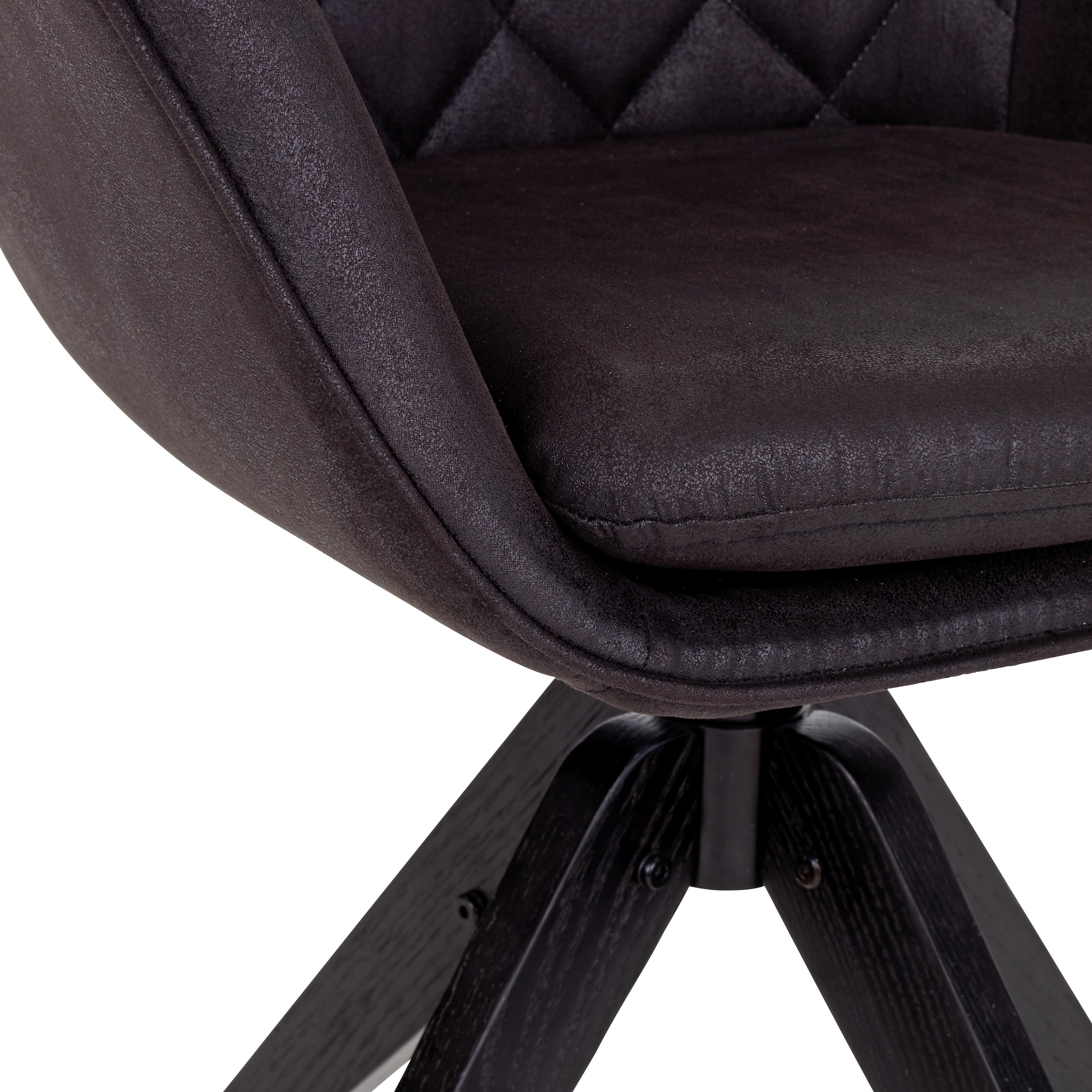 Armlehnstuhl Bellini Schwarz mit drehbarer Sitzfläche - Schwarz, MODERN, Holz/Textil (60/88/57,5cm) - MID.YOU