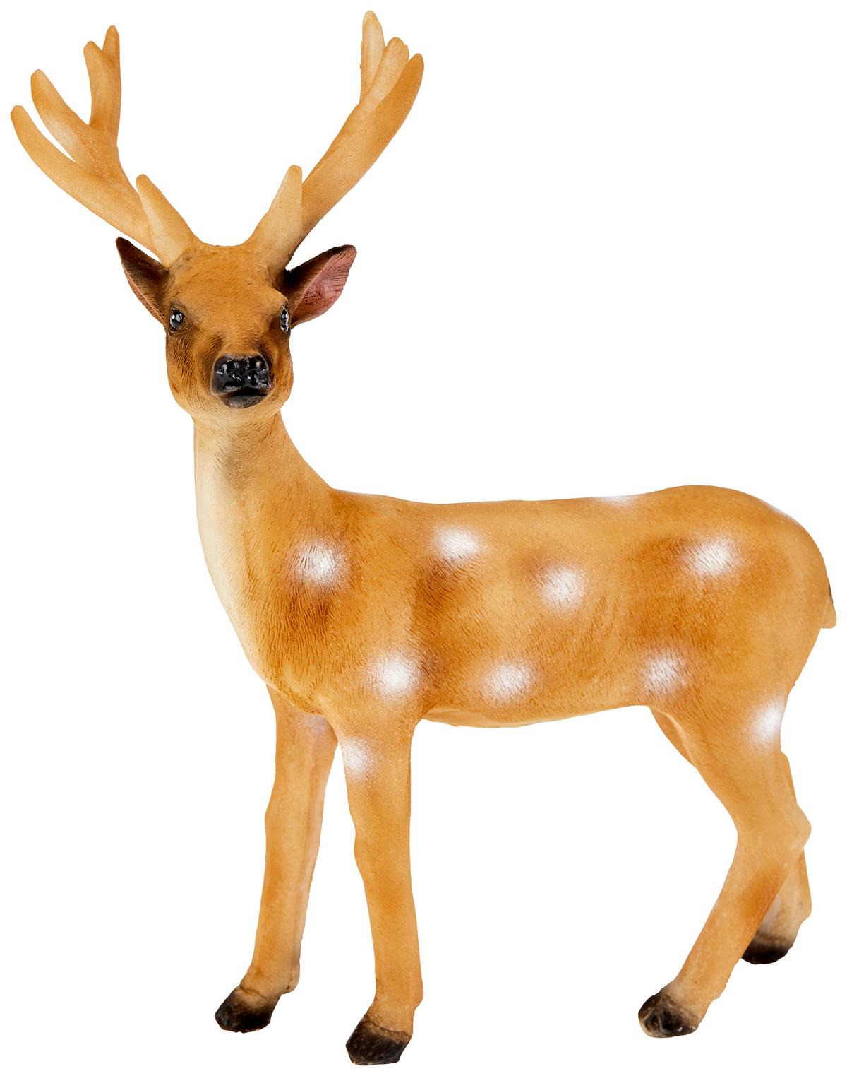 Weihnachtsdeko Hirsch Kunststoff Stehend H: 20,8 Cm - Braun, Basics, Kunststoff (16/10/20,8cm) - Ondega