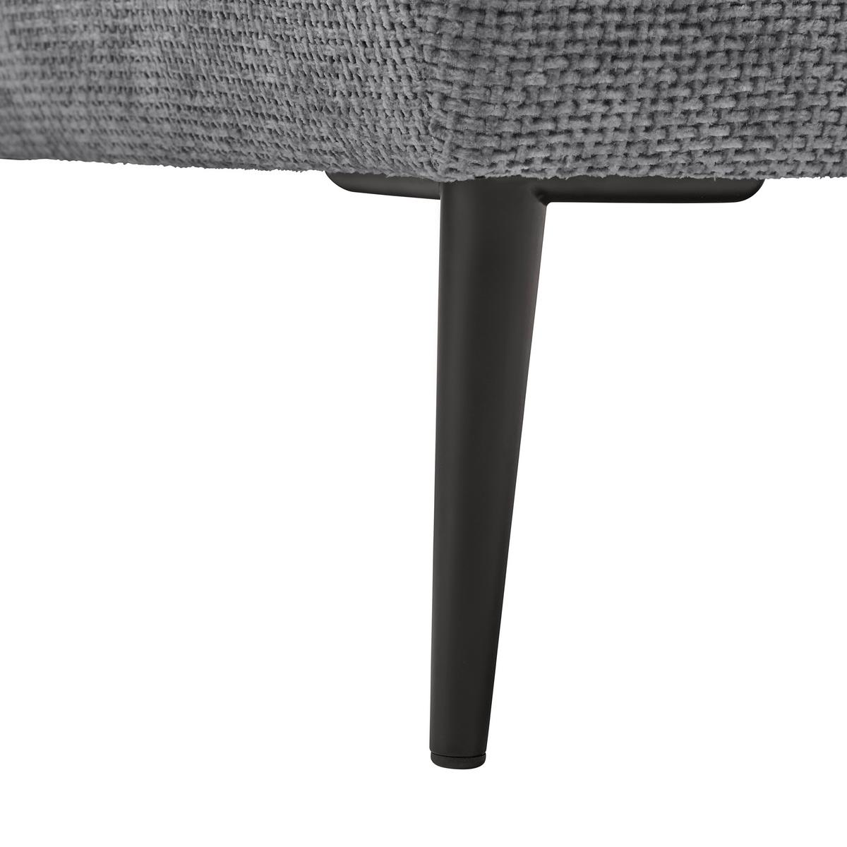 Rohová sedačka CUSTOM, pravá, šedá žinylka - šedá/černá, Moderní, kov/textil (255/164cm) - Mömax
