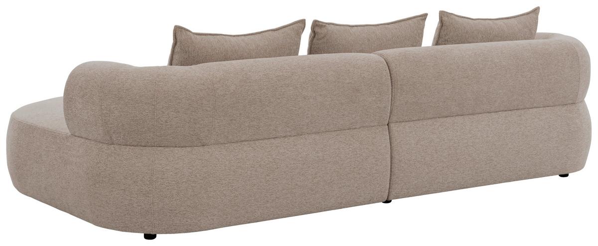 Ecksofa Ferro Hellbraun S: 256x156 cm - Hellbraun/Schwarz, Design, Textil (256/156cm) - Livetastic