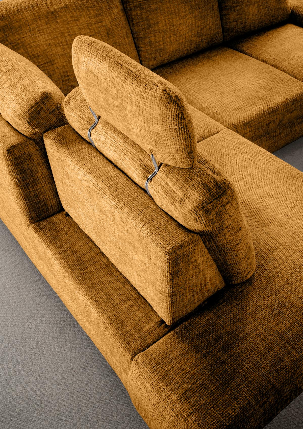 Eckschlafsofa Positano Goldfarben S: 206x265 Cm - Wildeiche/Goldfarben, MODERN, Textil (206/265cm) - Livetastic