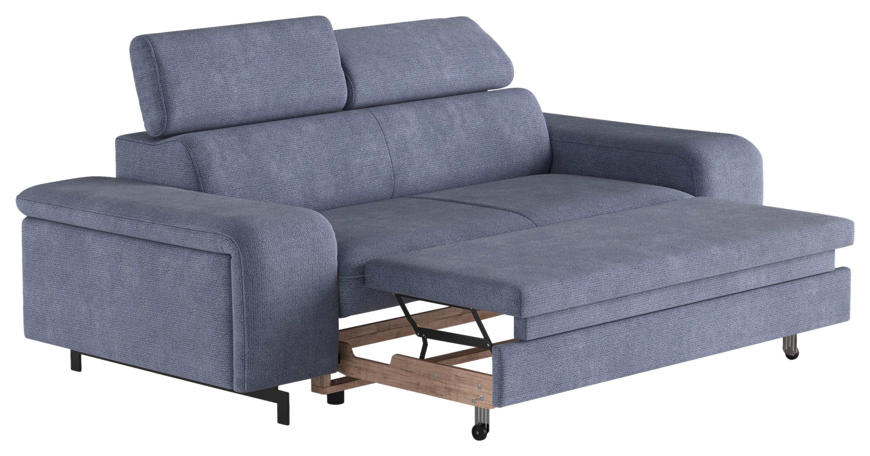 3-sitzer-sofa Emma Mit Liegefunktion Blau B: 217 Cm - Blau/Schwarz, Textil (217/81/100cm) - MID.YOU