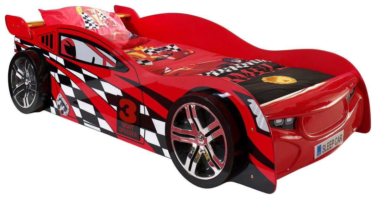 Autobett Night Speeder 90x200 Cm Rot +verzierungen - Rot, MODERN, Holzwerkstoff (90/200cm) - MID.YOU