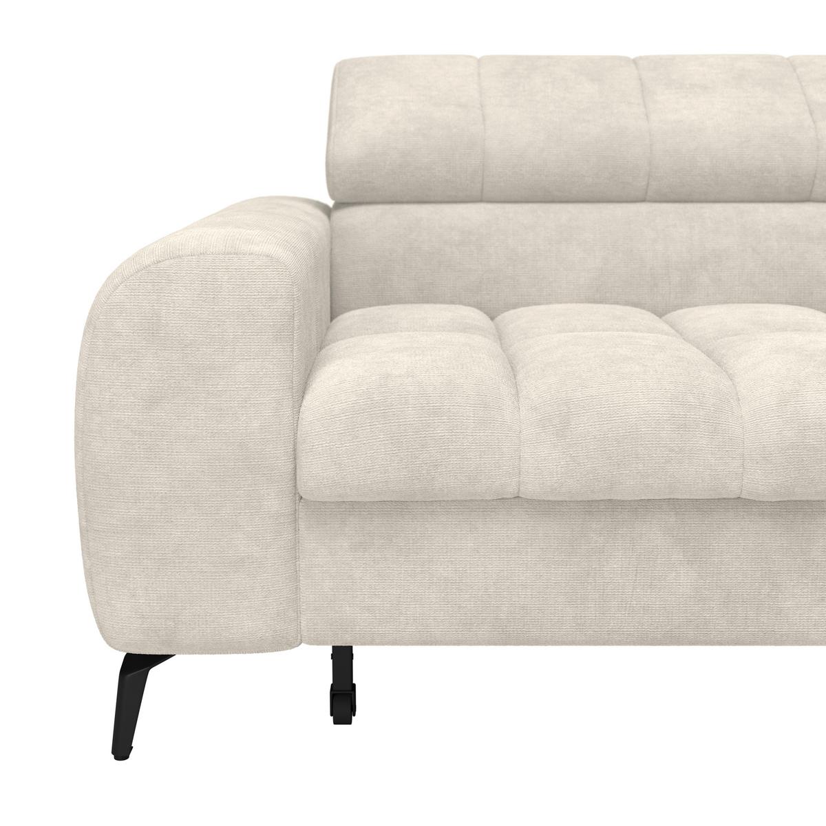Ecksofa mit Schlaffunktio Volf cremefarben 261x203 cm - Creme/Schwarz, Trend, Kunststoff/Textil (261/203cm)