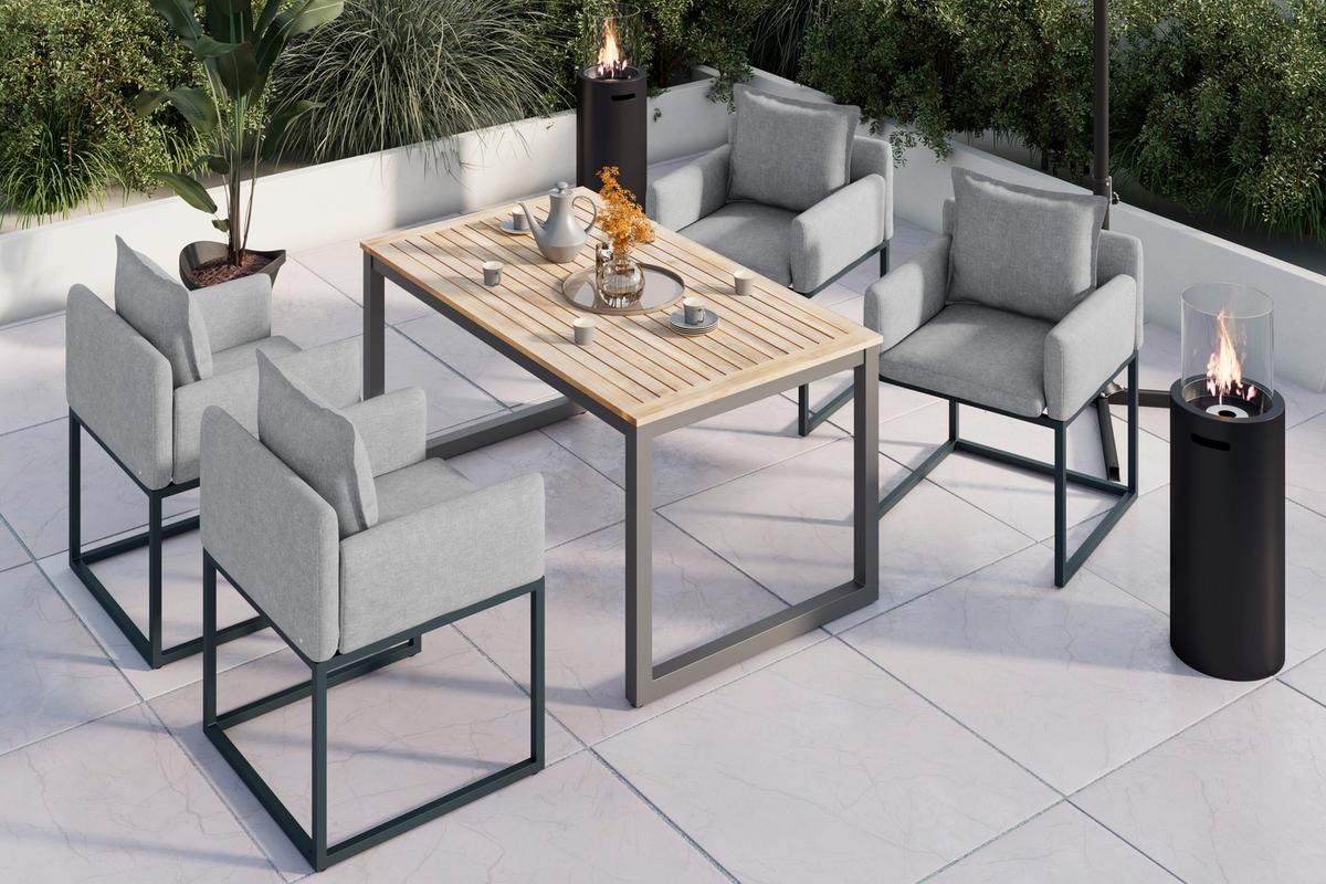 Gartentisch Sven - Grau, MODERN, Holz/Metall (150/85/75cm) - Beldano