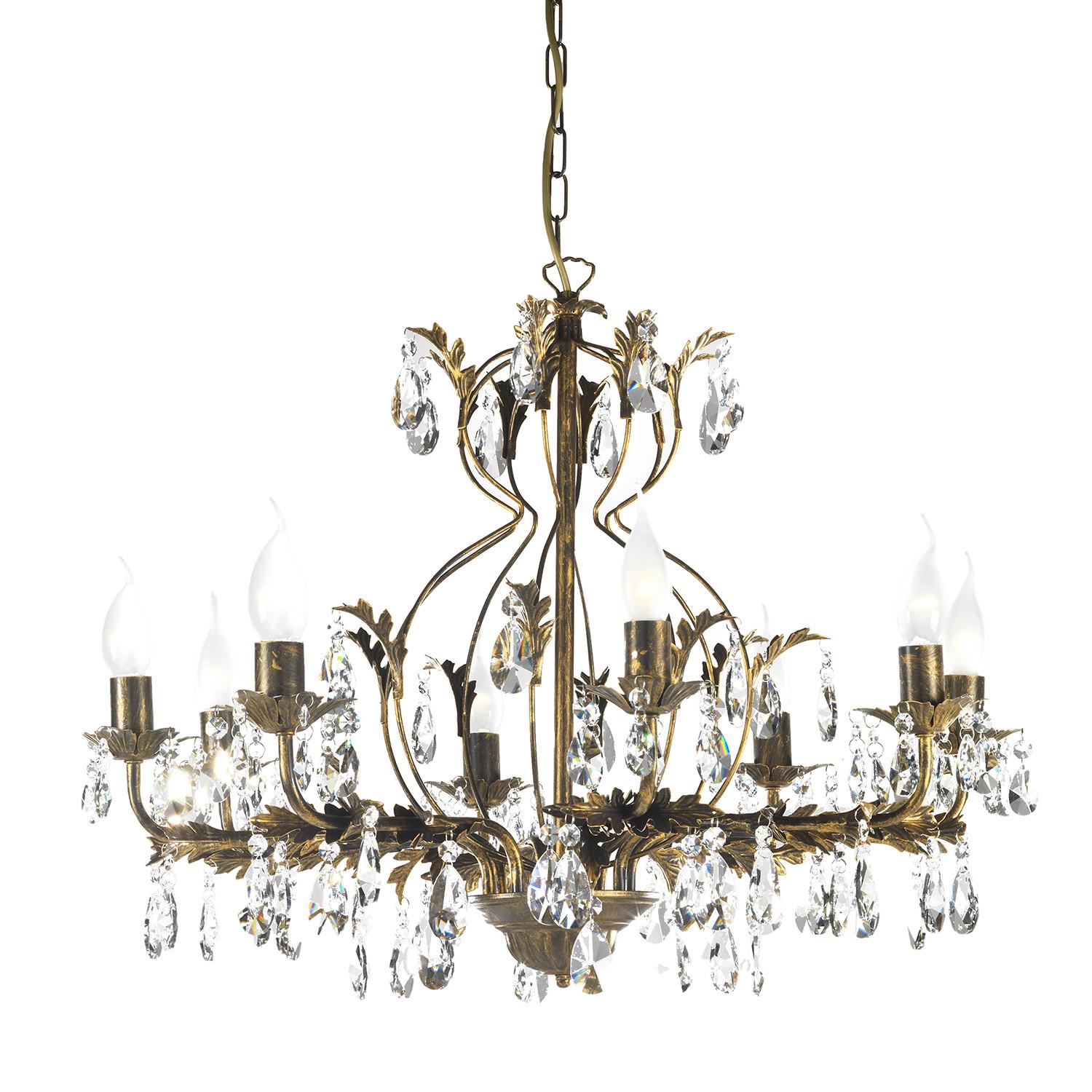 Kristall-hängeleuchte 4670/8 Teresa - Bronzefarben, KONVENTIONELL, Glas/Metall (70/105cm)