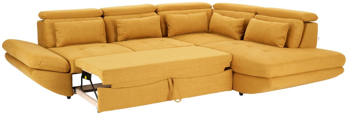 Wohnlandschaft Park Mit Schlaffunktion Currygelb - Currygelb/Schwarz, MODERN, Textil (311/233cm) - Luca Bessoni