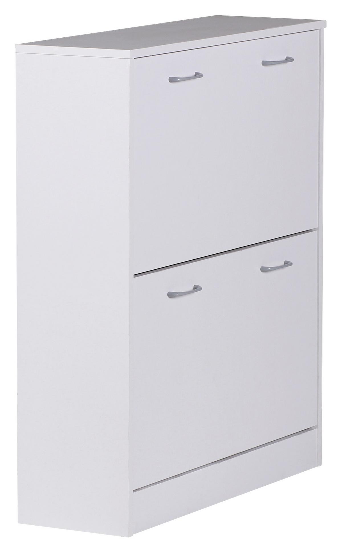 Vyklápěcí botník Sarah bílý - bílá/barvy stříbra, Konvenční, kompozitní dřevo/plast (75/87/24cm) - MID.YOU