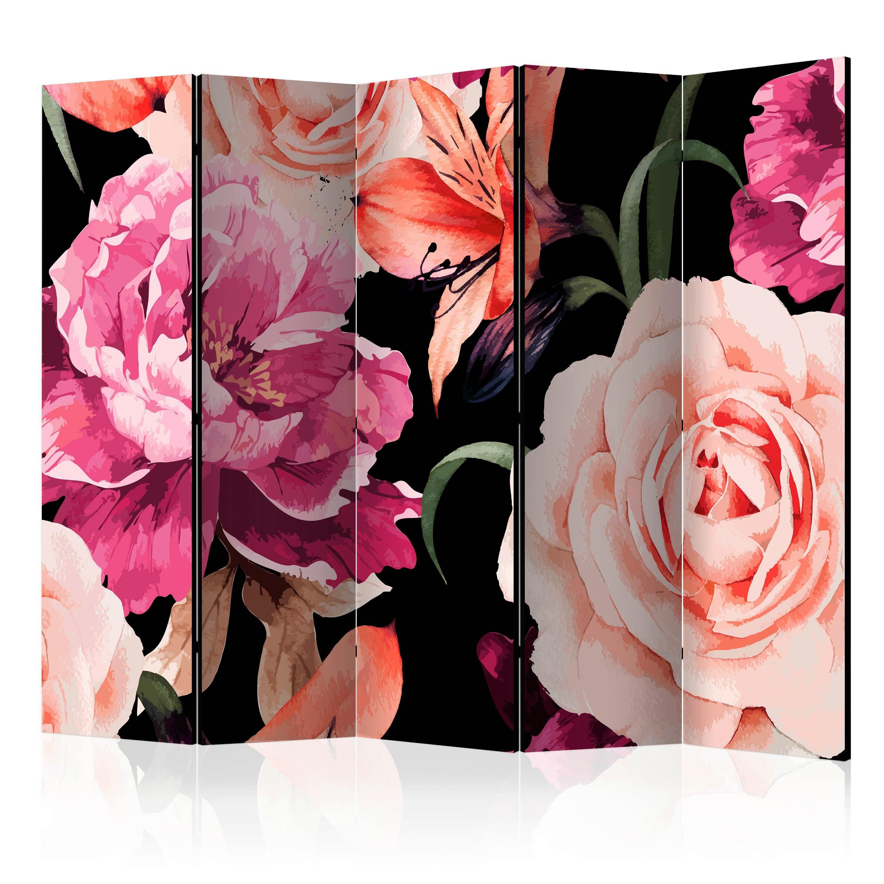 Paravent Schwarz Pink B: 225 cm
