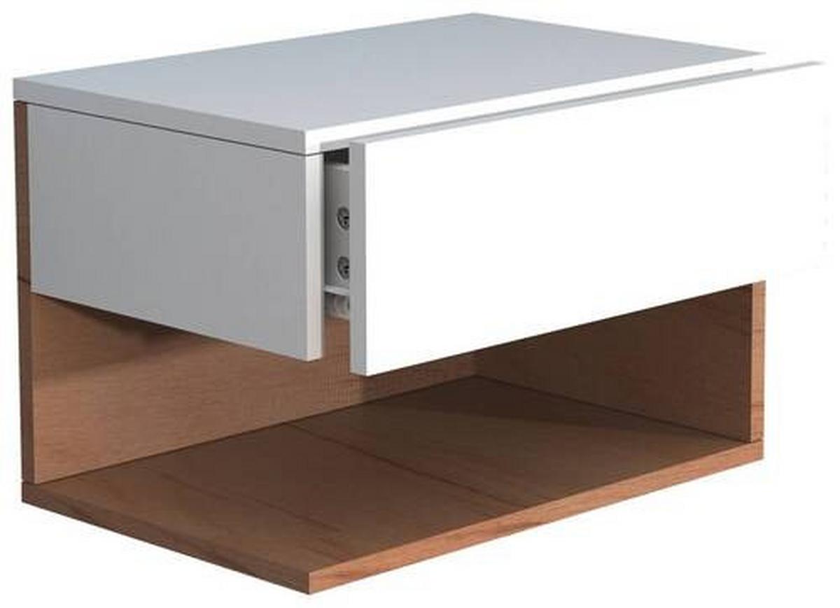 Nachtkästchen USAl XL B: 45 cm Weiß/Eiche Dekor - Eichefarben/Weiß, MODERN, Holzwerkstoff (45/30/32cm) - MID.YOU