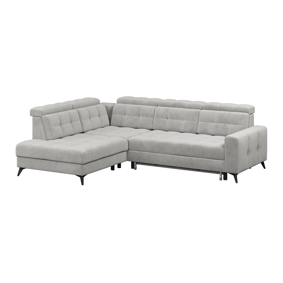 Ecksofa Barletta New Velours Hellgrau, 228x289cm - Hellgrau/Schwarz, ROMANTIK / LANDHAUS, Textil (228/289cm) - Luca Bessoni