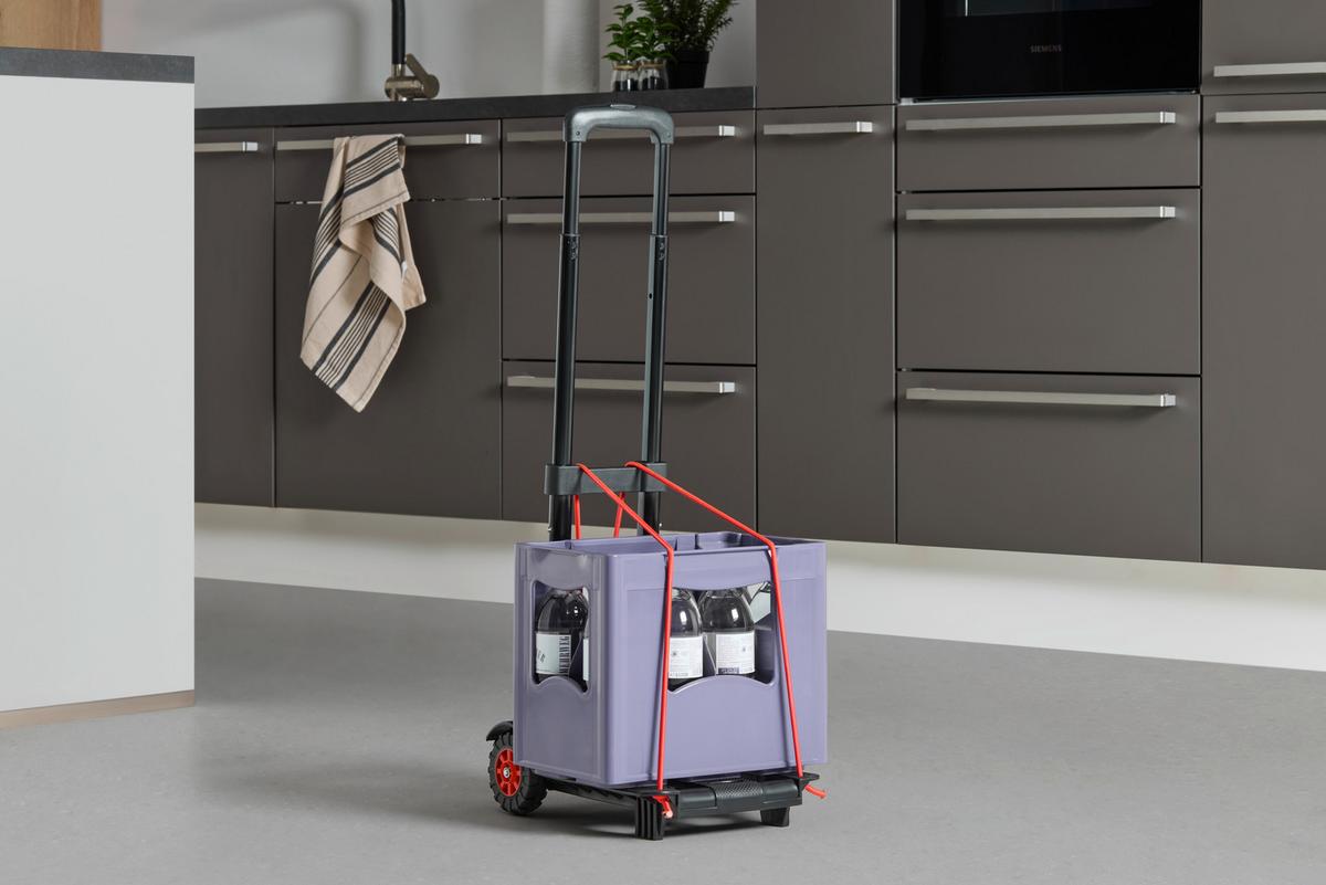 TRANSPORTROLLER Kunststoff, 50 kg belastbar - Hellrot/Schwarz, KONVENTIONELL, Kunststoff (34/24,5/93,5cm)