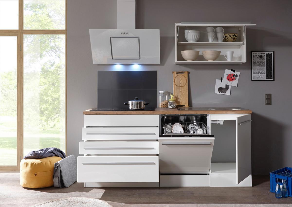 Küchenzeile Premium Mit Geräten B: 320 Cm Weiß/eiche - Eichefarben/Weiß, Basics, Holzwerkstoff (320cm) - Respekta