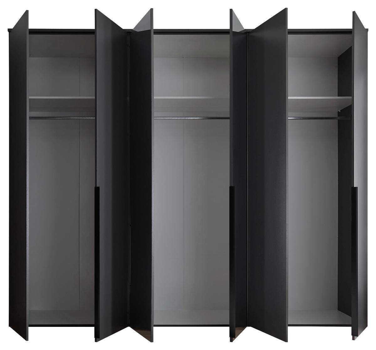 Drehtürenschrank 270 cm Kevo Graphitfarben/Spiegelglas - Graphitfarben, MODERN, Glas/Holzwerkstoff (270/225/52cm) - Carryhome