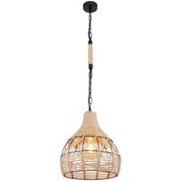 Hängeleuchte Halia H: 135 cm 1-Flammig, Hanfseil - Schwarz/Braun, Basics, Naturmaterialien/Metall (30/135cm) - Globo