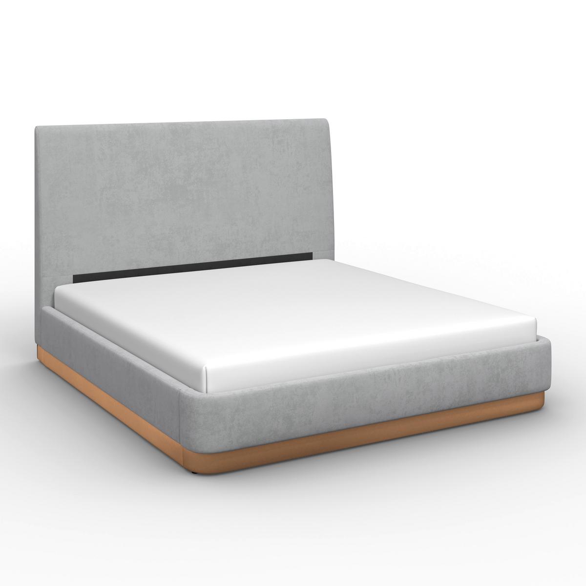 Čalouněná postel JOSEF 160x200 cm, šedá - šedá/černá, Moderní, kov/dřevo (160/200cm) - Bessagi Home